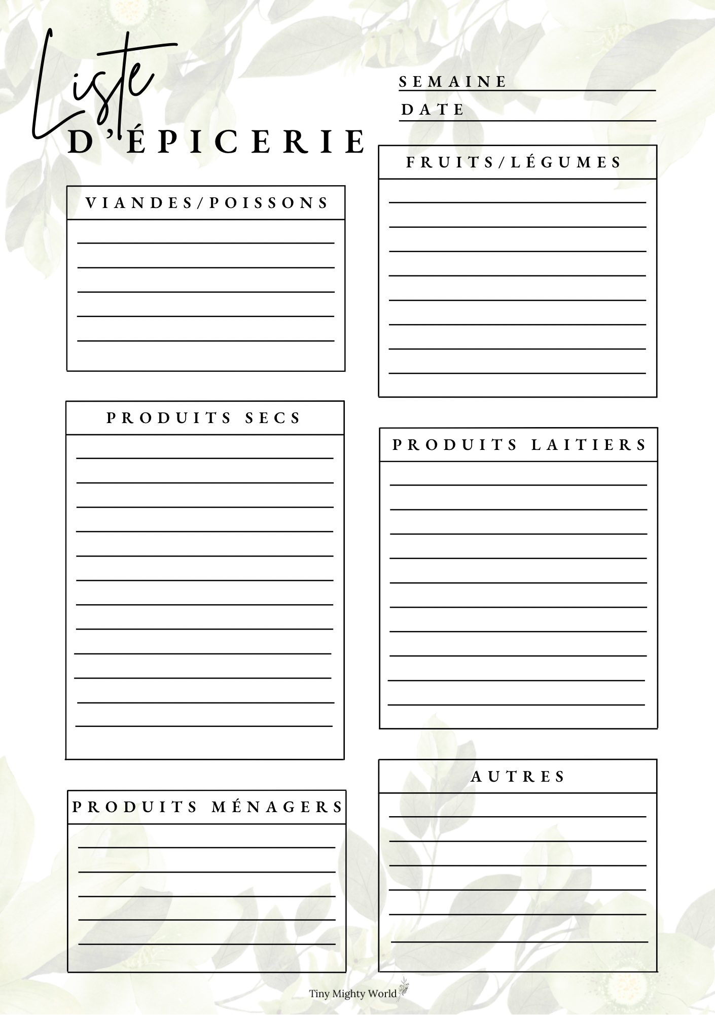 Liste d'épicerie