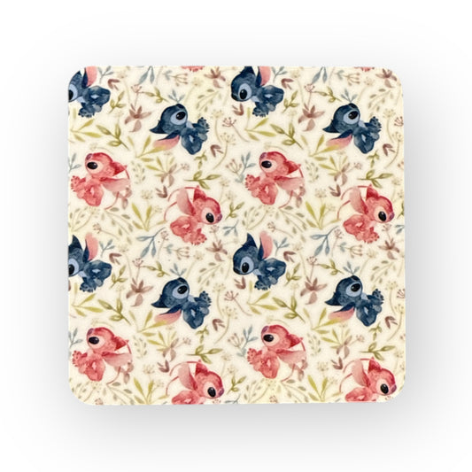 Square Coaster – Stylish & Durable Drink  - Blue & Pink Alien