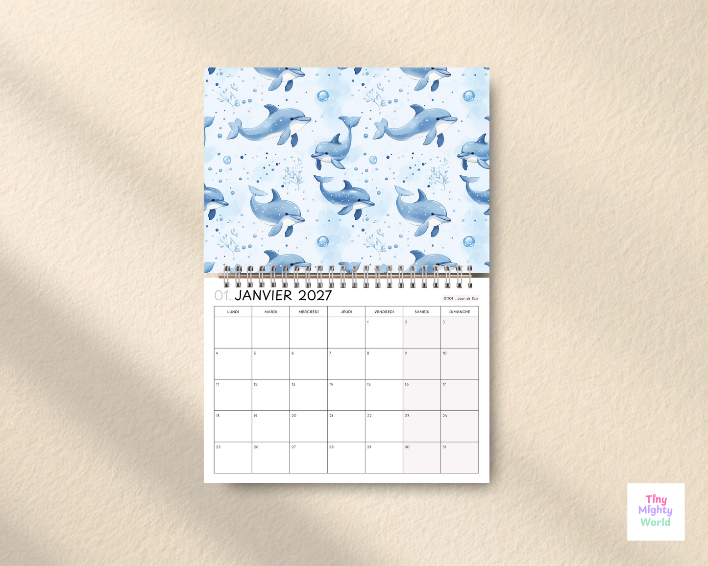 2027 Monthly Wall Calendar - Sea Animal | Cute & Functional Family Planner