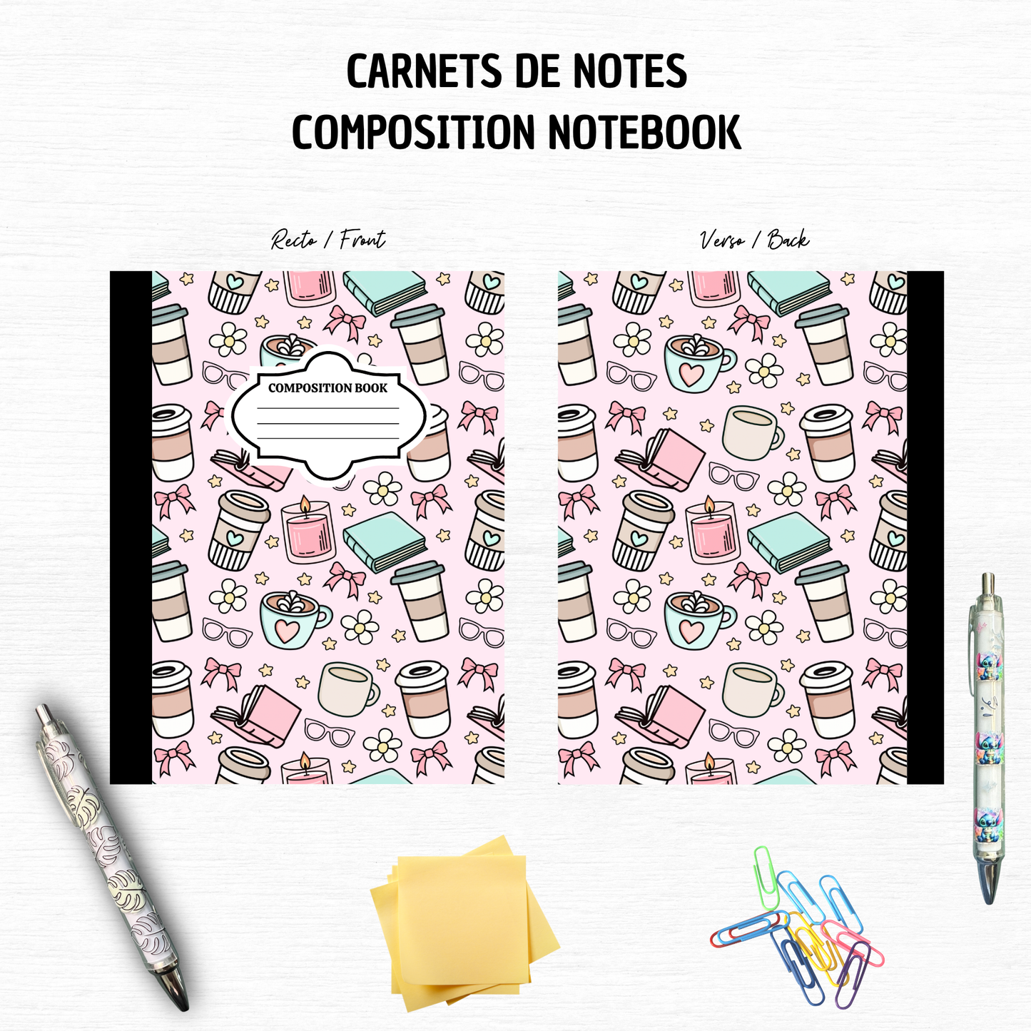 Coffee Book Candle - Composition Notebook – 7x10 inches, 100 Lined Pages – Trendy Stationery