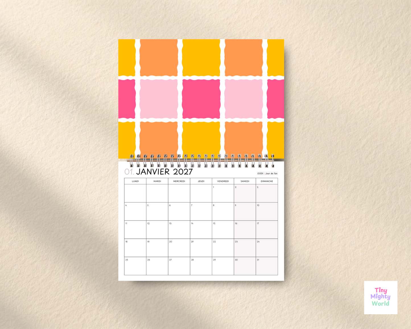 2027 Monthly Wall Calendar - Retro Flower | Cute & Functional Family Planner