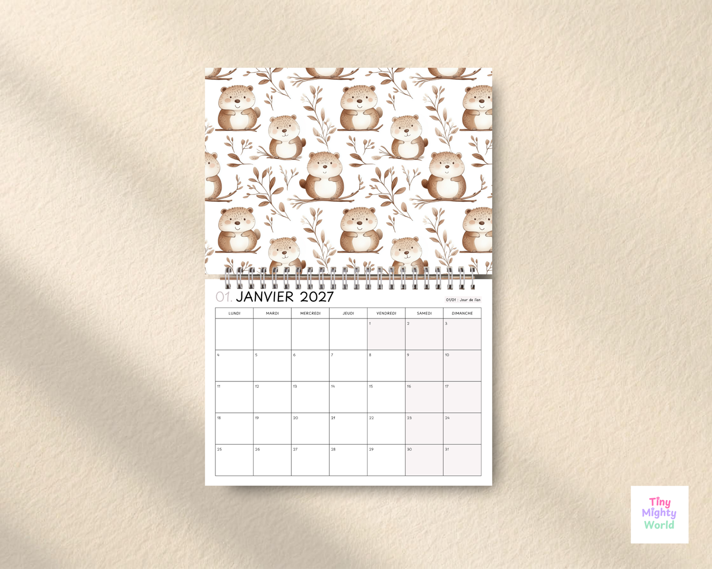 2027 Monthly Wall Calendar - Animals | Cute & Functional Family Planner