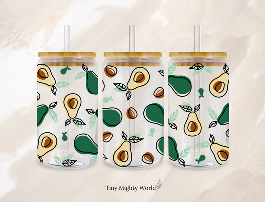 UV DTF Decal or Glass Cup – 16oz Cup or Transfer Sheet Option – Avocado