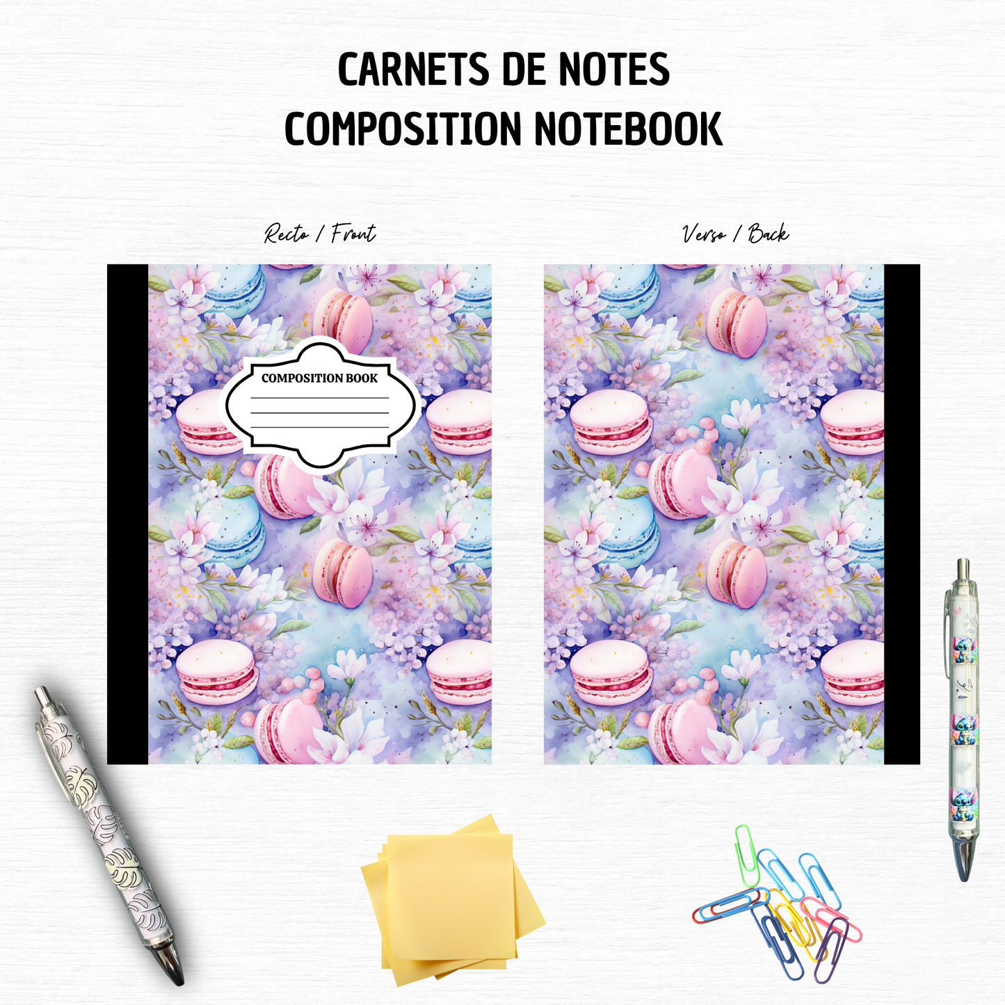 Macaroons - Composition Notebook – 7x10 inches, 100 Lined Pages – Trendy Stationery