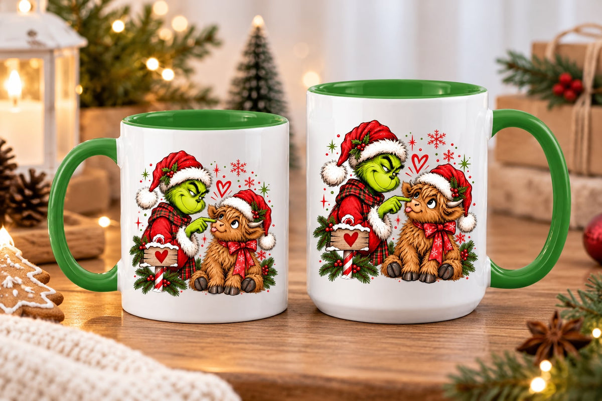 CHRISTMAS MUG | Grumpy and Highland Cow | 15 oz ~443mL