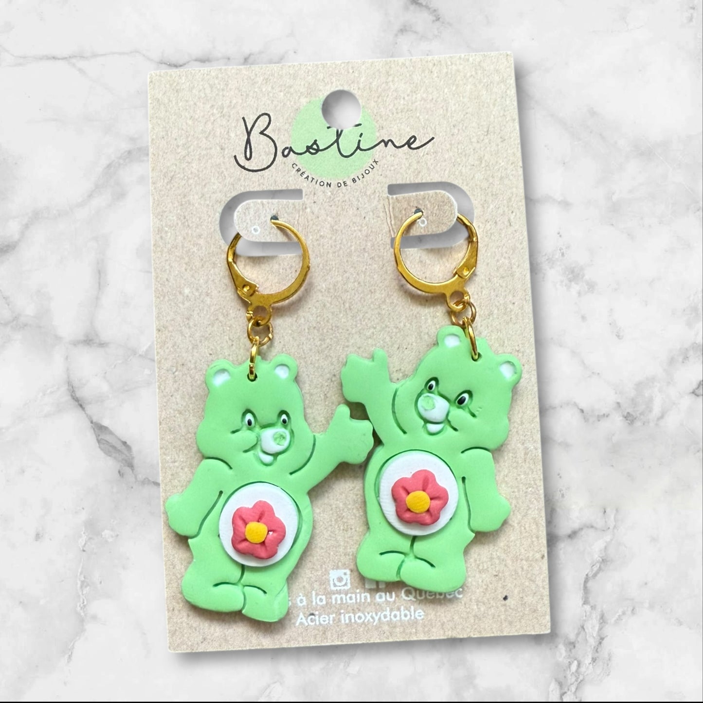 Earring Green Bear