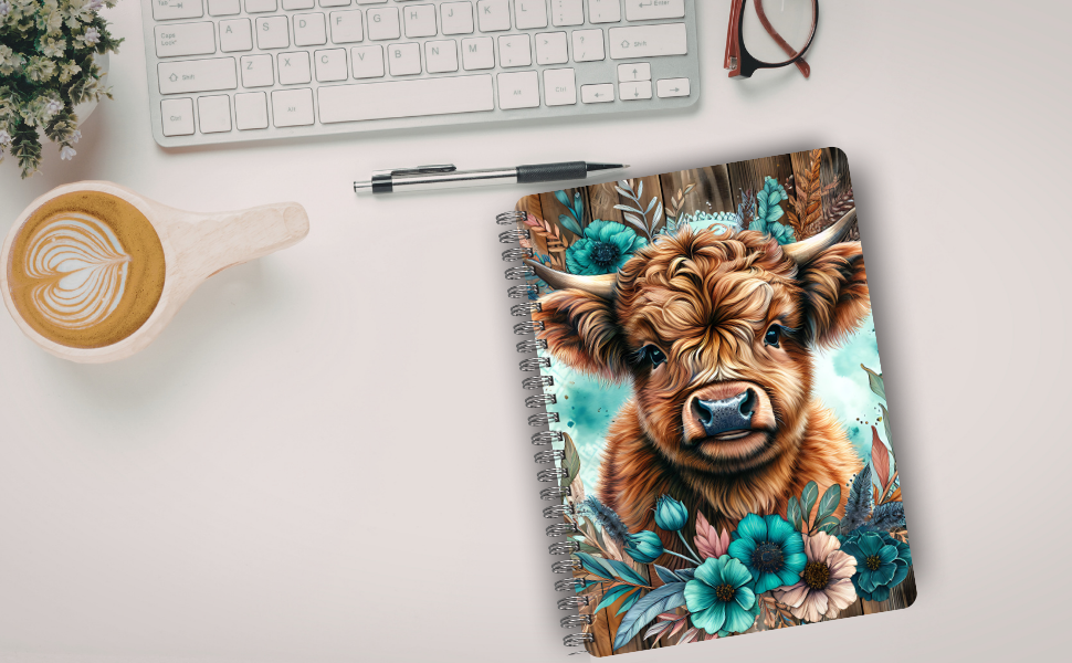 HighLand Cow - Blue Flower Notebook | 80 Pages Lined Journal for Writing, School & Work - Letter Size (8.5x11 inch) (Copy)