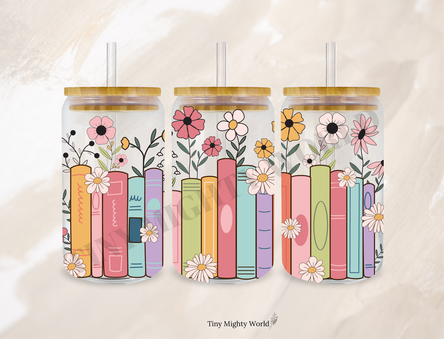 UVDTF Cup 16Oz - Book Flowers
