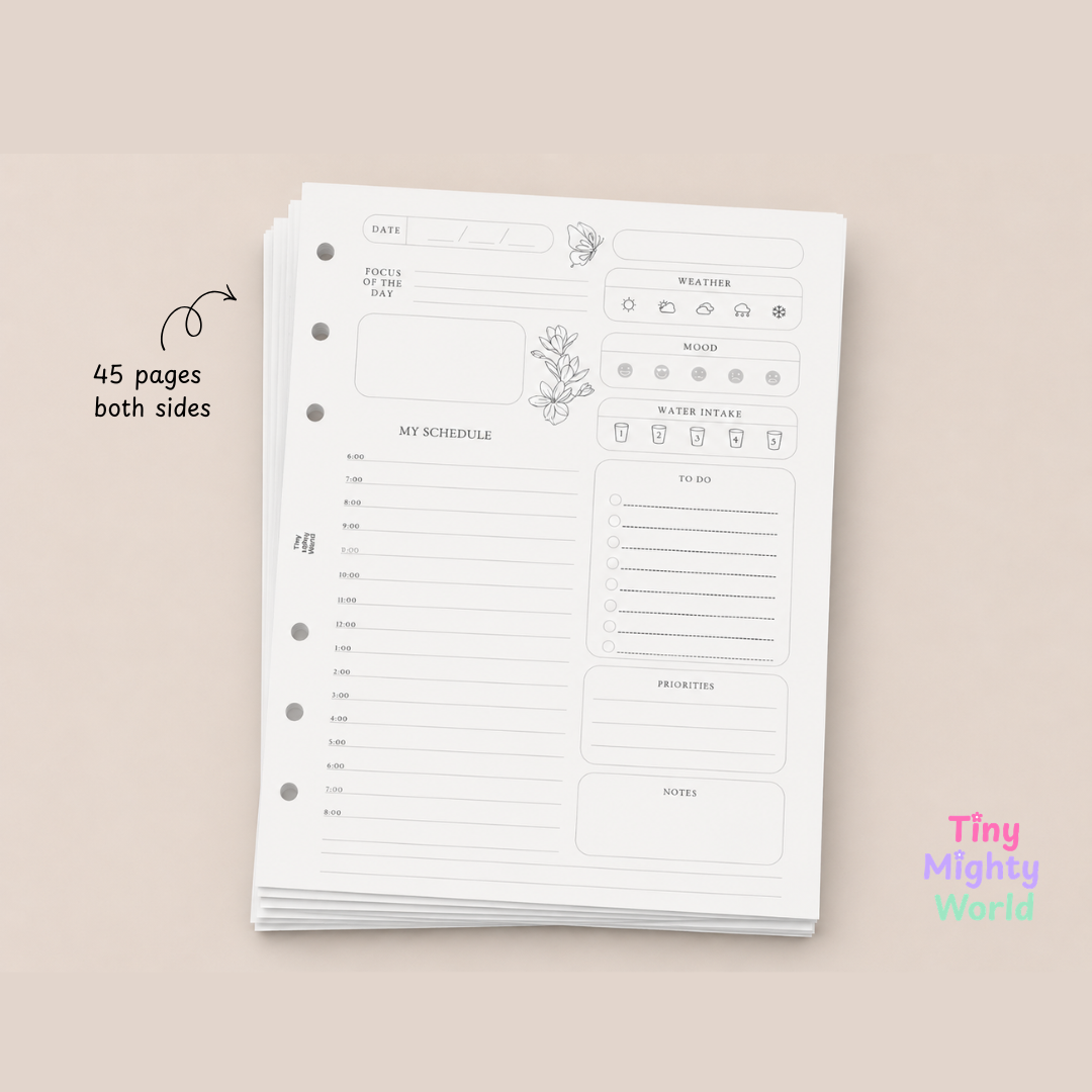 Daily Schedule Insert | A5 6-Ring Planner Refill