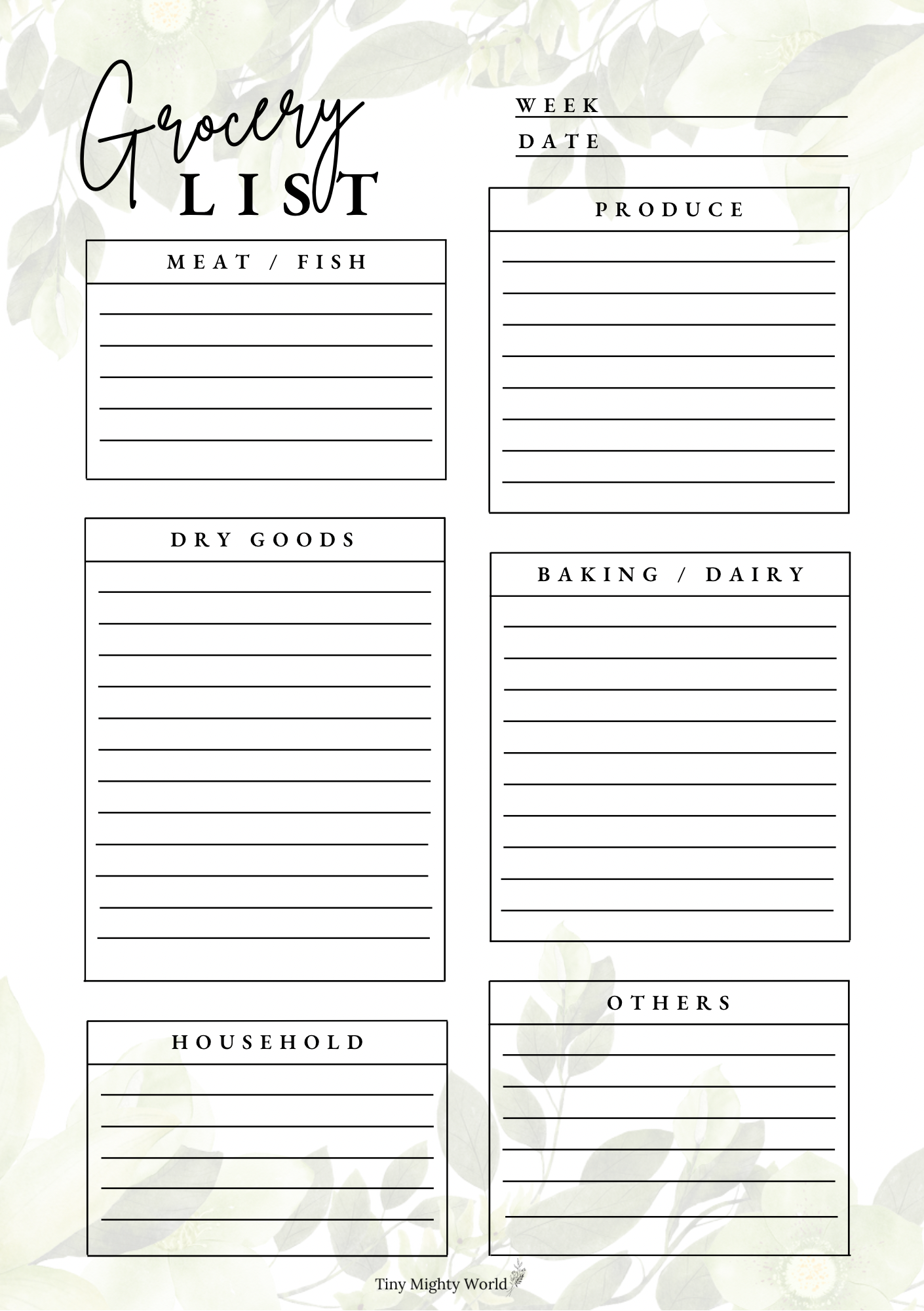 Liste d'épicerie