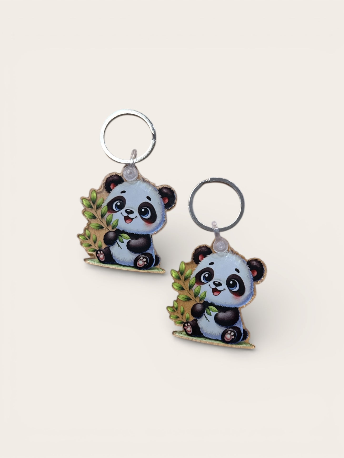 Panda Bamboo Leaf Acrylic Keychain