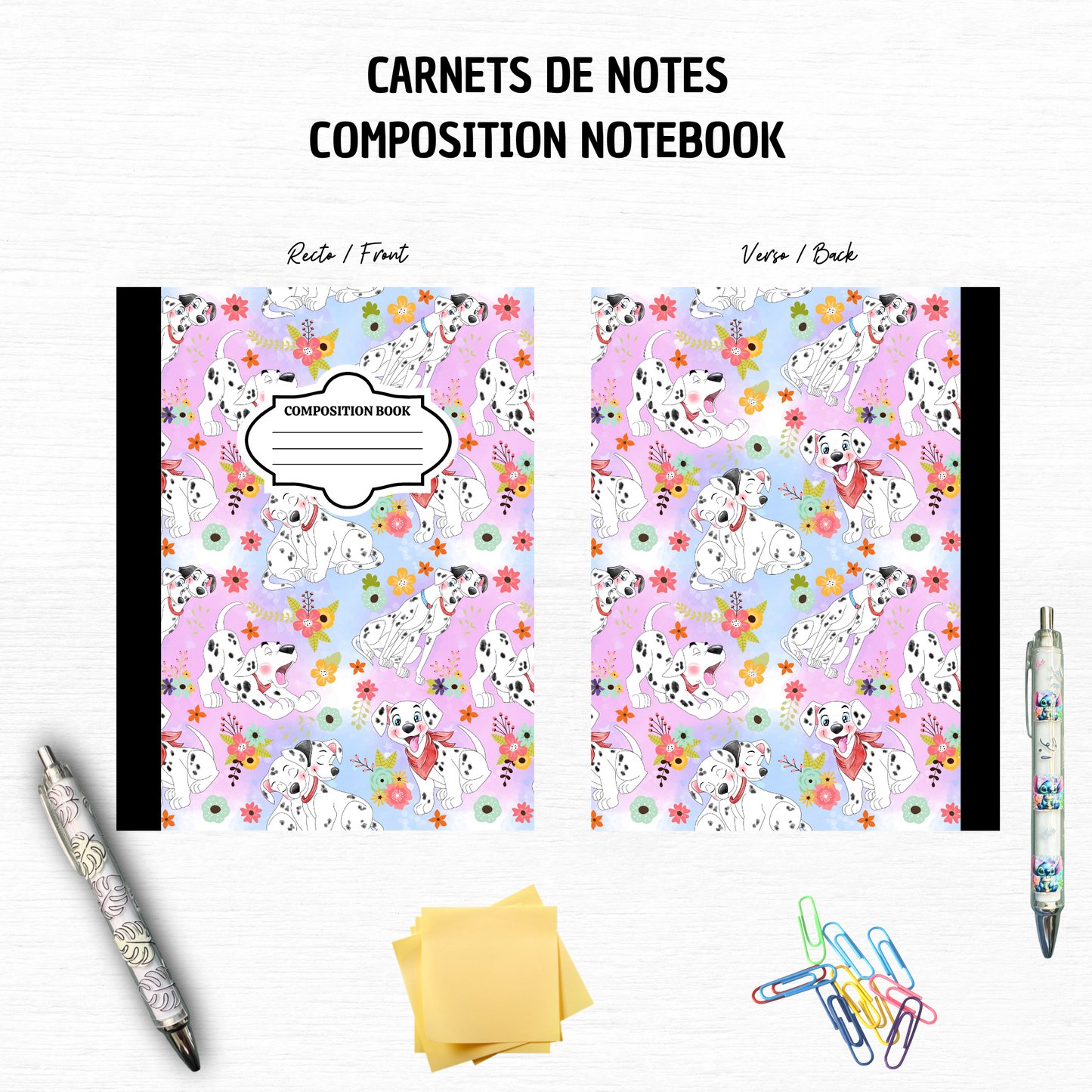 Chiens de diverses races - Cahier de composition – 7x10 pouces, 100 pages lignées – Papeterie tendance