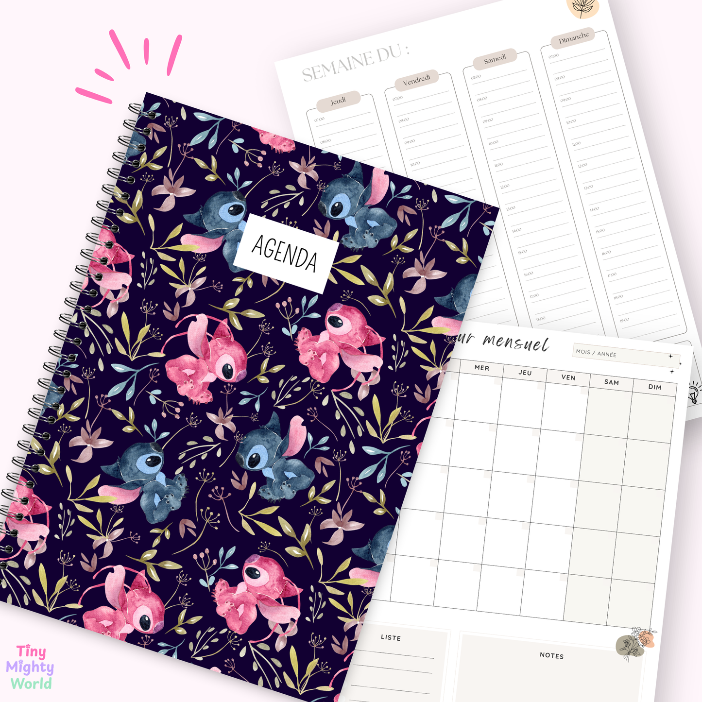 Dark - Blue & Pink Alien - Agenda / Planner 2026 - undated