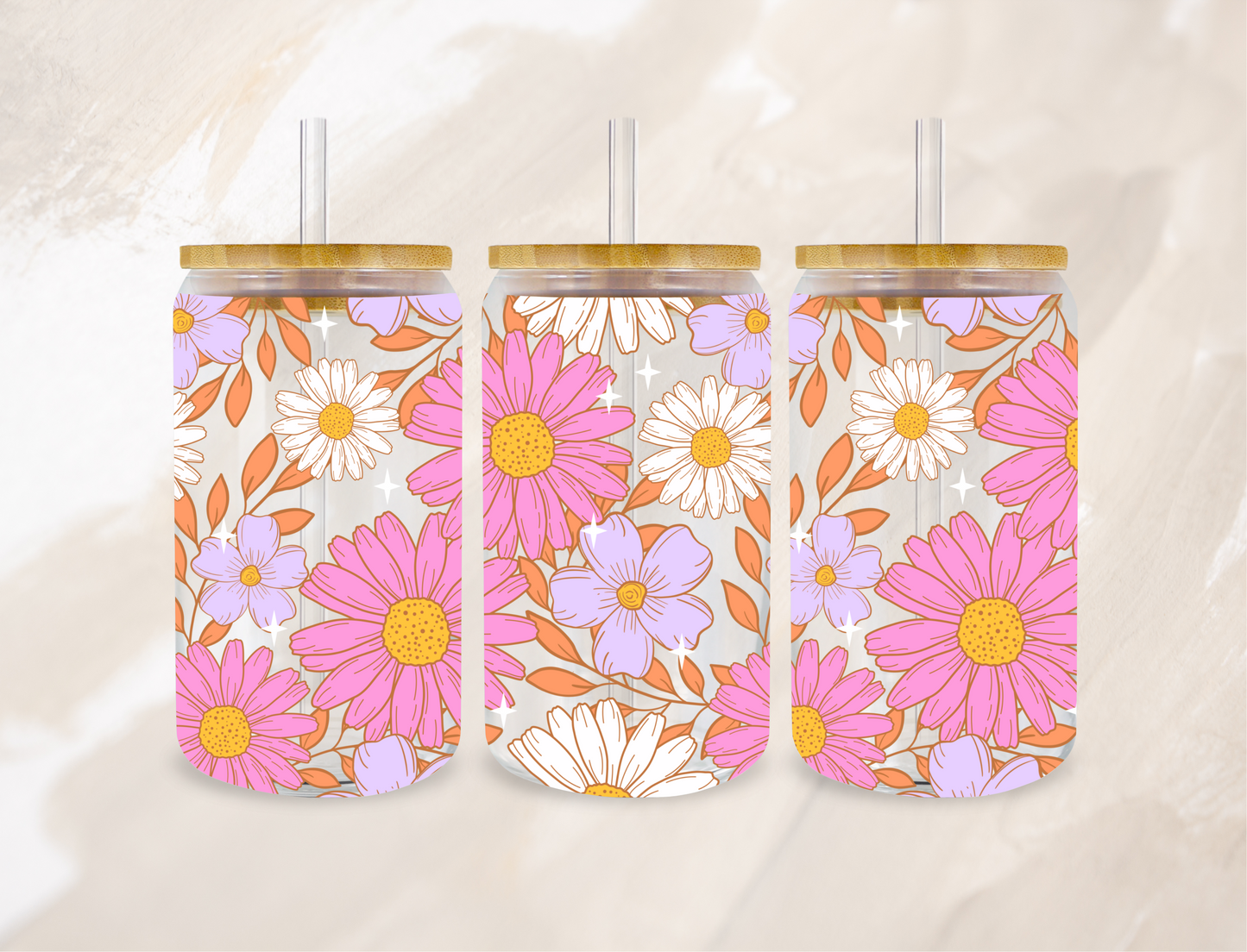 Feuille de transfert UVDTF – Fleur rose d'été girly