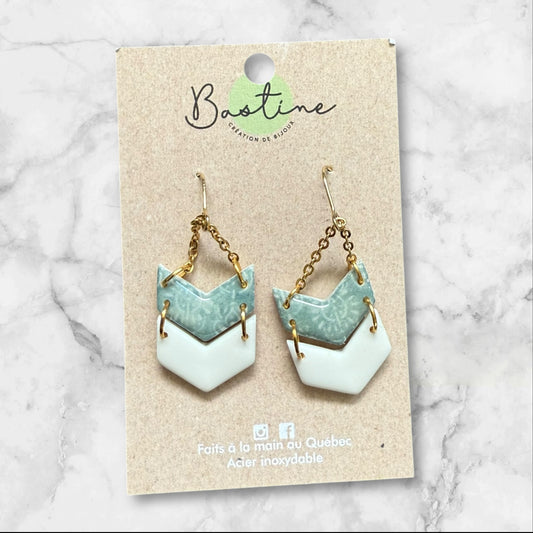 Earring Green Marble Style