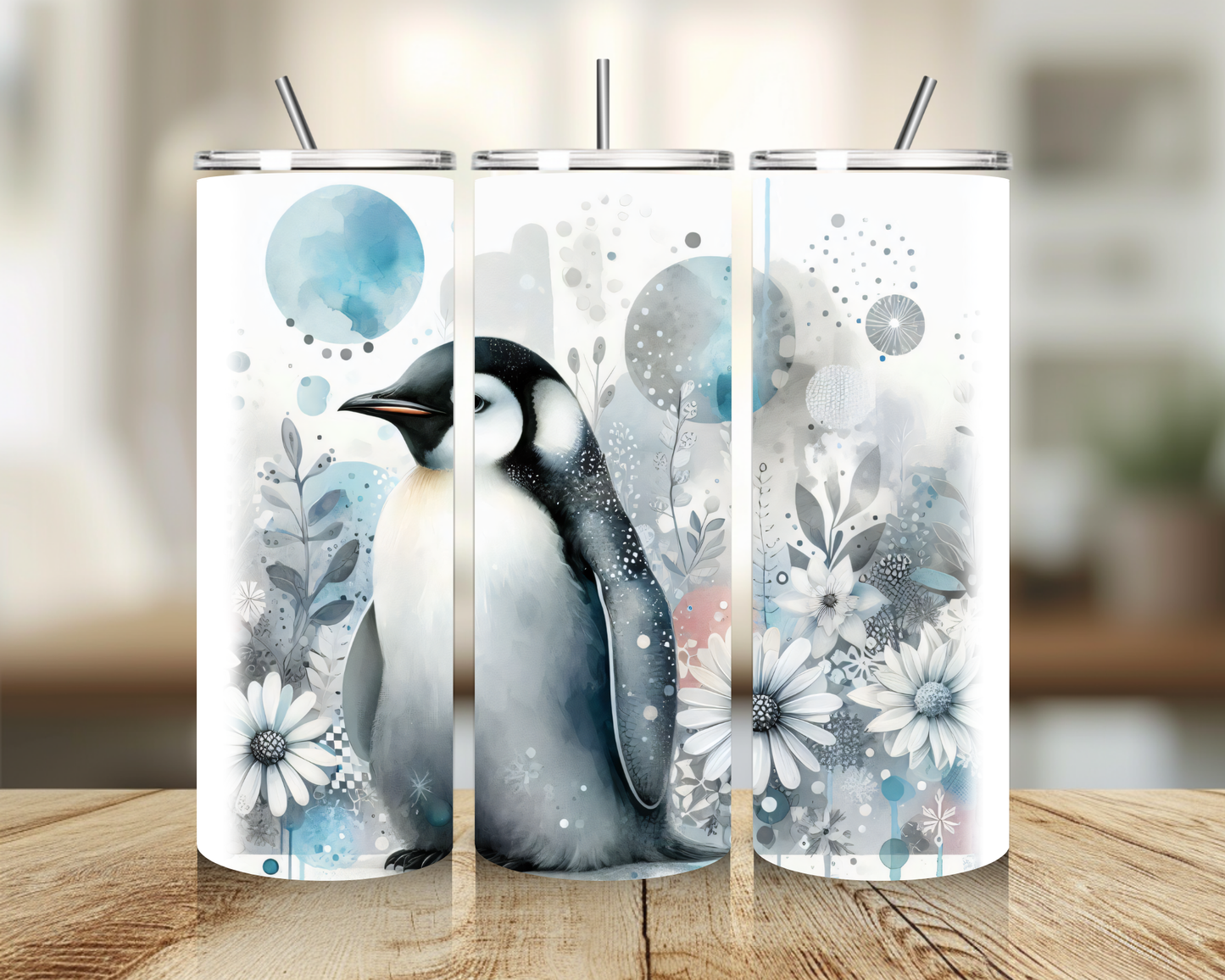 Tumbler 20 oz - Pinguin Flower Tumbler - Insulated Stainless Steel