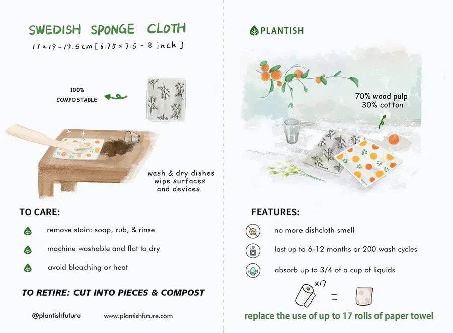 Tranche d'orange - Chiffon éponge suédois