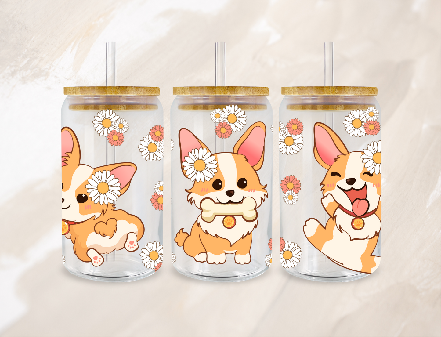 Tasse UVDTF 16Oz - Fleur de chien