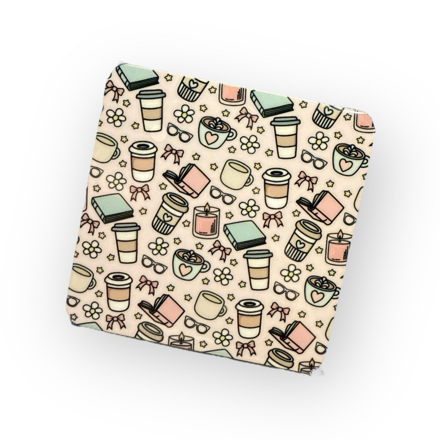 Square Coaster – Stylish & Durable Drink - Candle Book Coffee