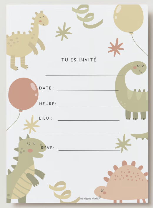 Carte d'invitation - Dinosaure