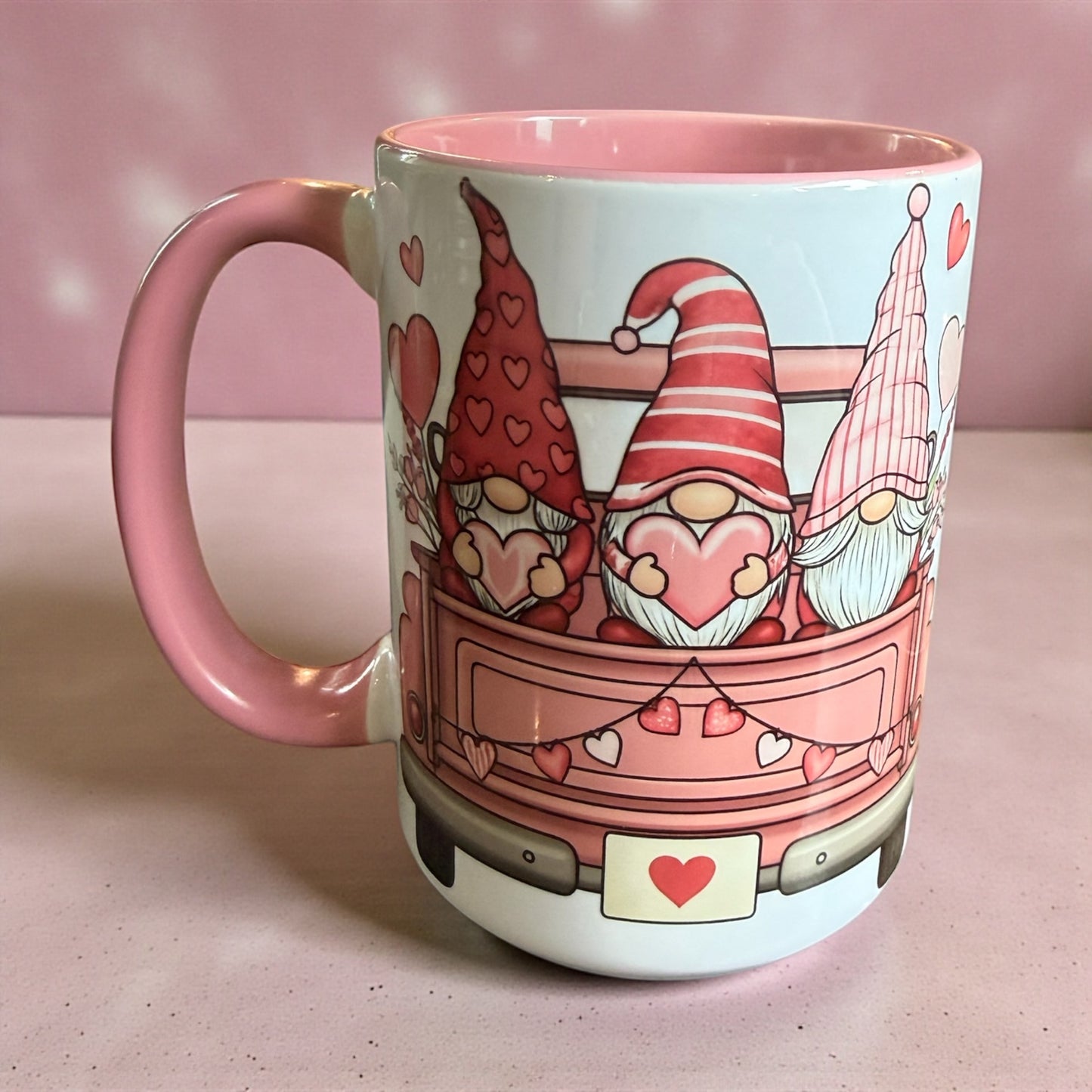 💕 Valentines Gnomes Pink Mug– 15 oz | Valentines Coffee Cup