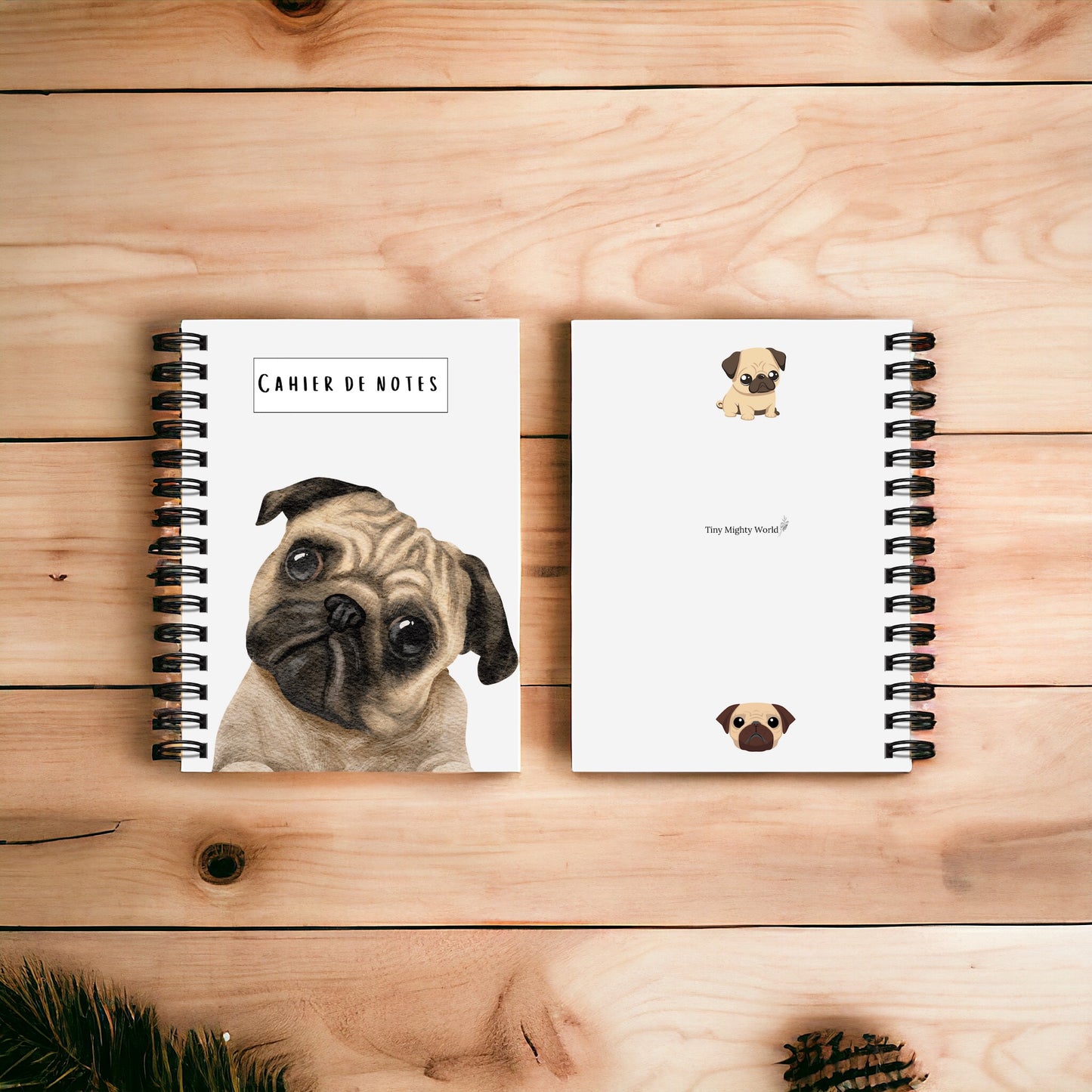 Dog pug notebook lined pages paper