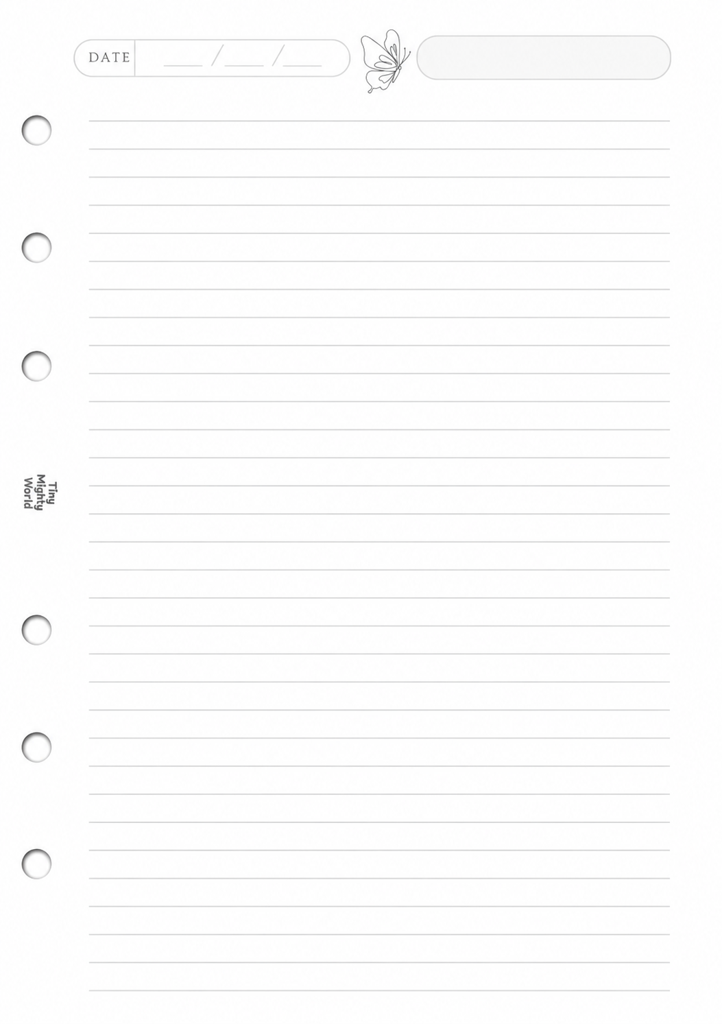 A5 Lined Notes Inserts | 6-Ring Planner Refill