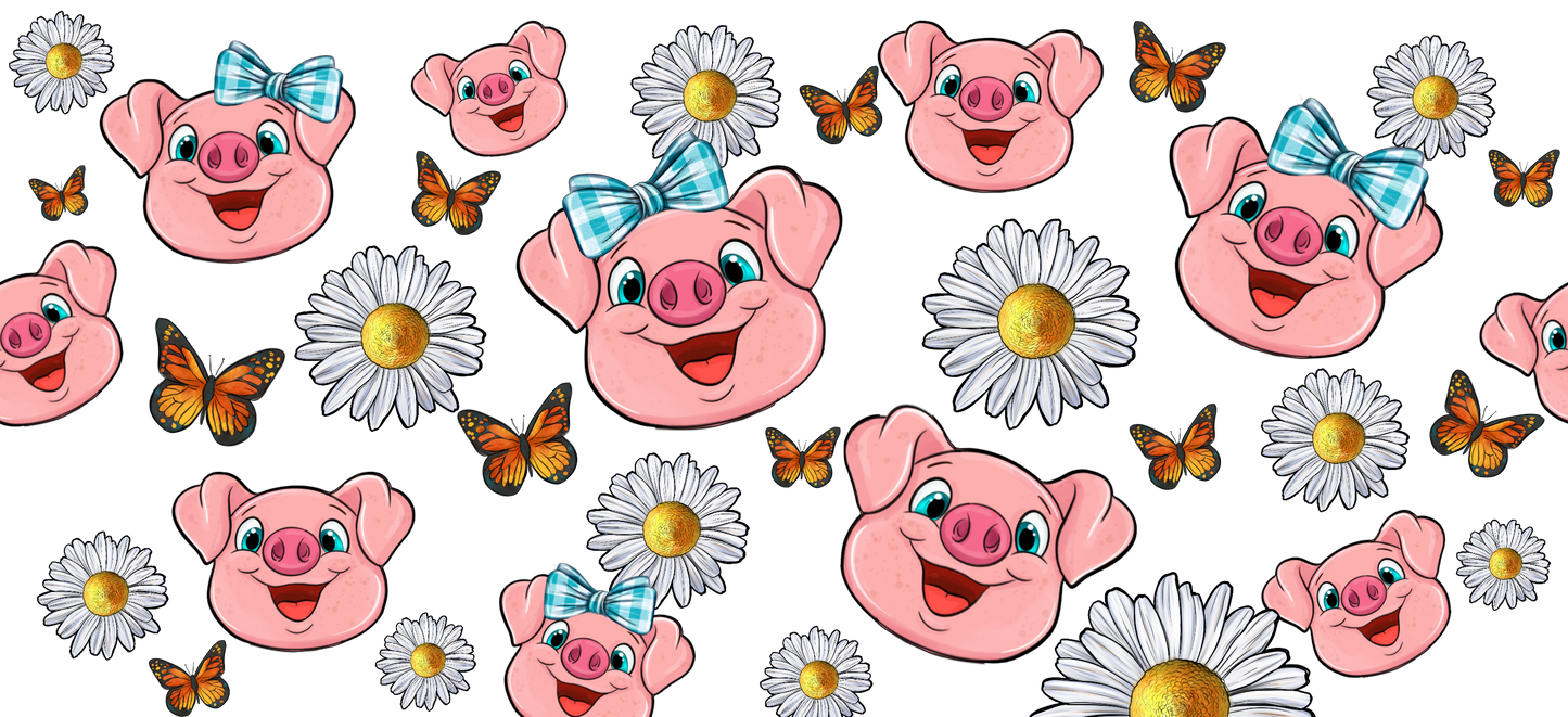 UVDTF TRANSFER CUP WRAP - RTS - Piggy Flower
