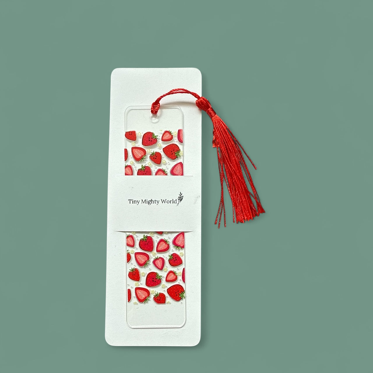 Strawberry Acrylic Bookmark with UVDTF Design – Cute & Durable Book Marker Gift for Readers