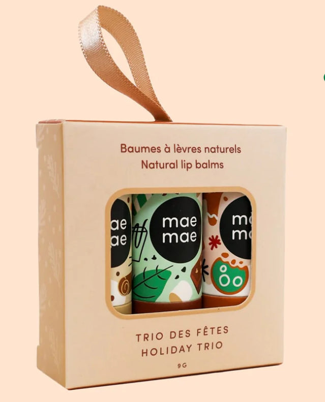 PRÉCOMMANDE- Baume à lèvres édition limitée – Collection des Fêtes (Choco Menthe, Pain d’Épices, Lait de Poule)