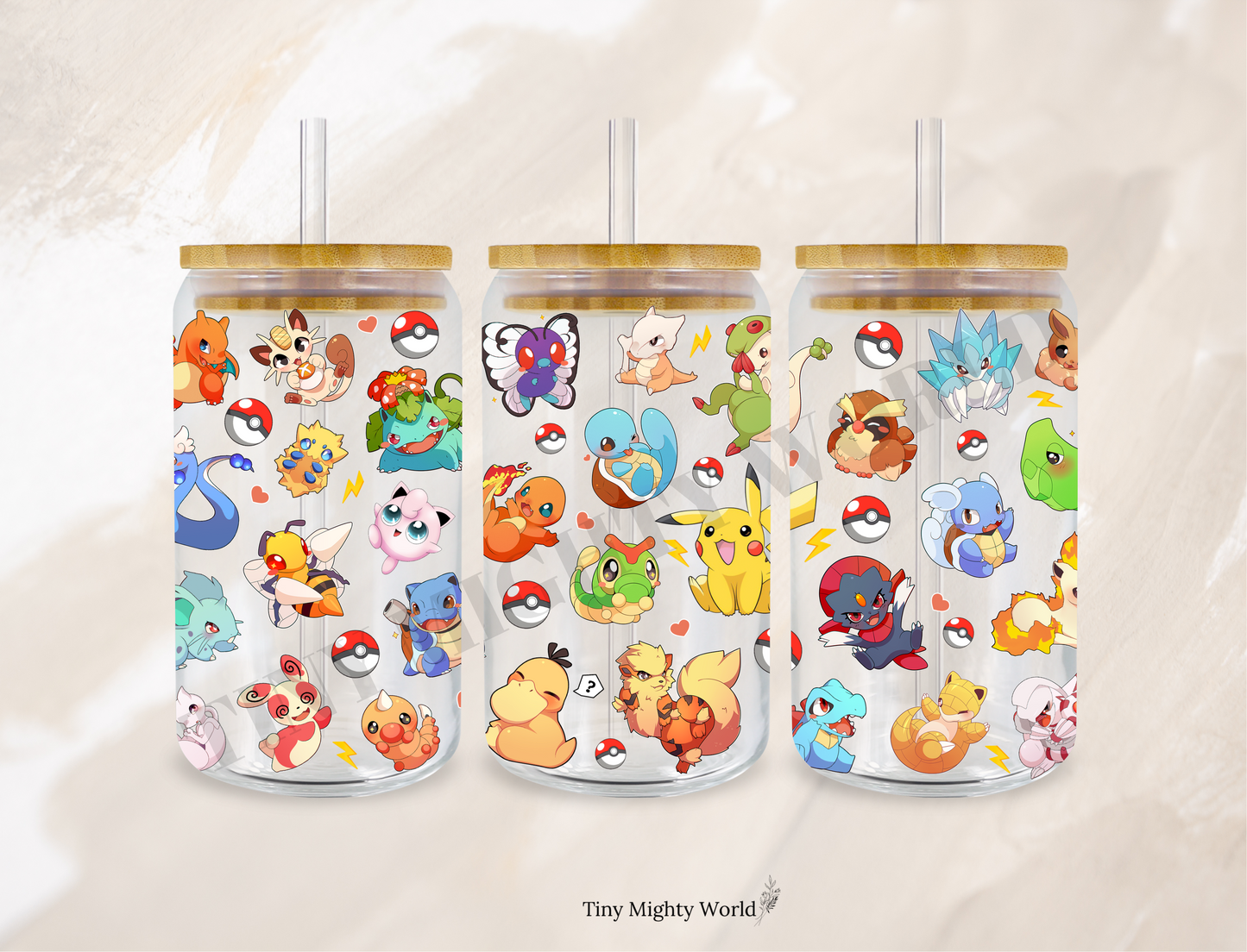 UV DTF Decal or Glass Cup – 16oz Cup or Transfer Sheet Option – Catch Them All
