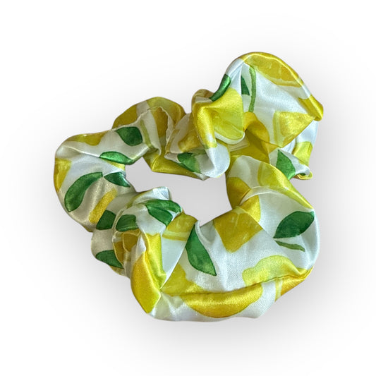 Chouchou Satin Citron Blanc