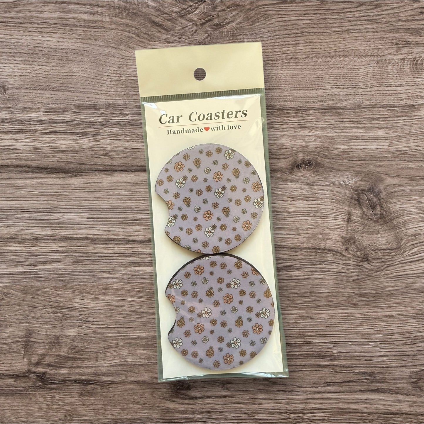 Purple Flower Halloween - Absorbent Car Coasters – Cute & Functional Car Accessories (Set of 2)