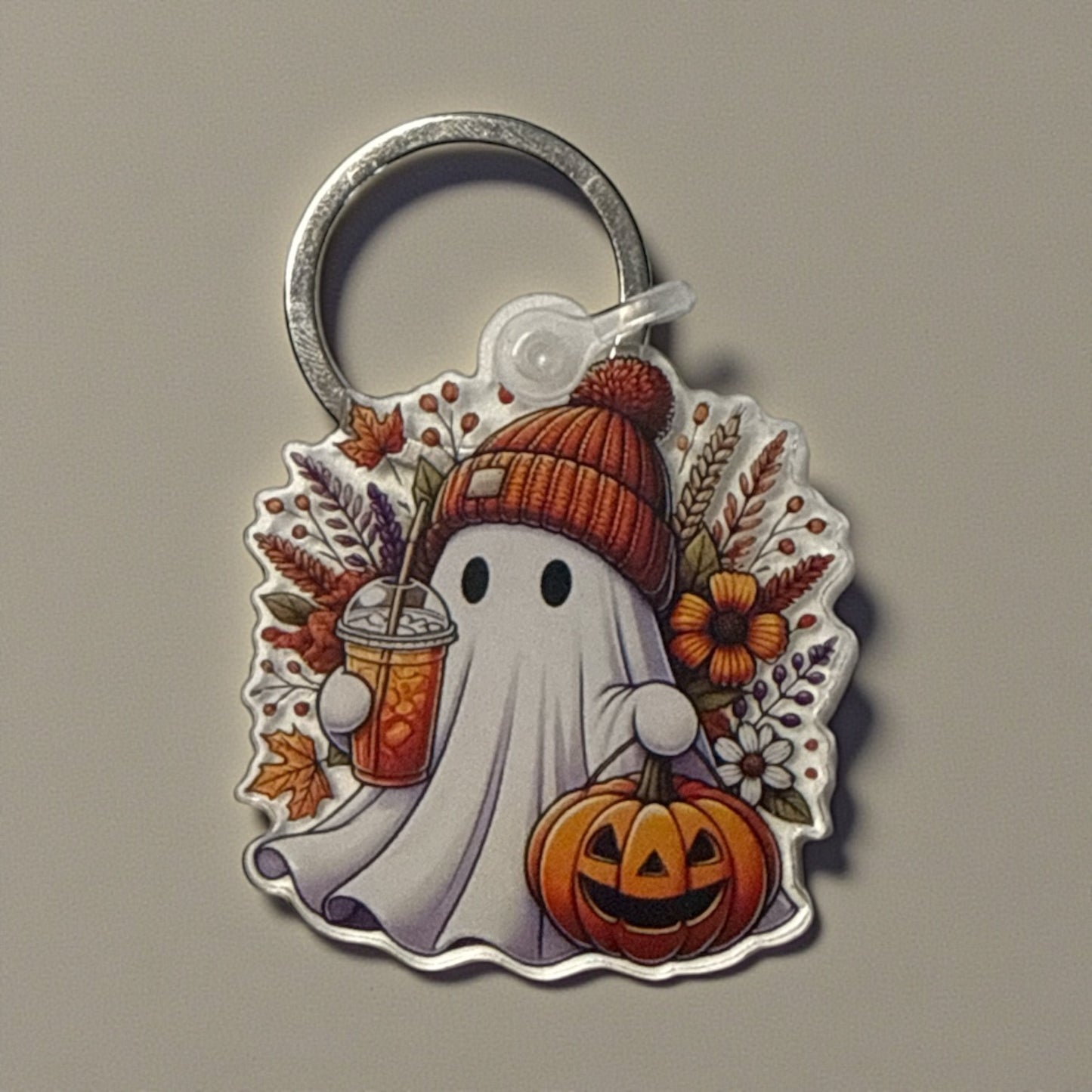 Ghost Iced Coffee Pumpkin Spice Acrylic Keychain