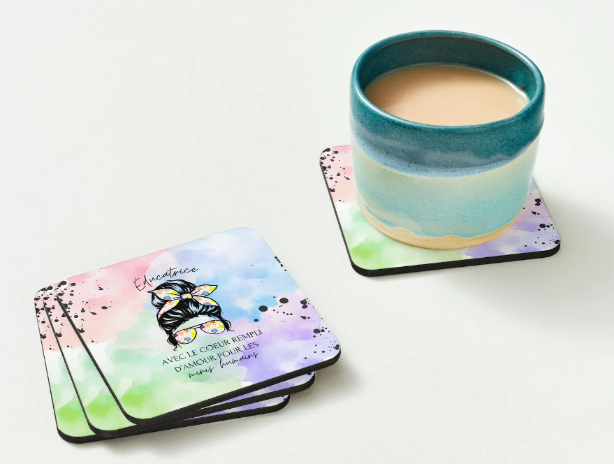 Square Coaster – Stylish & Durable Drink - ENSEIGNANTE