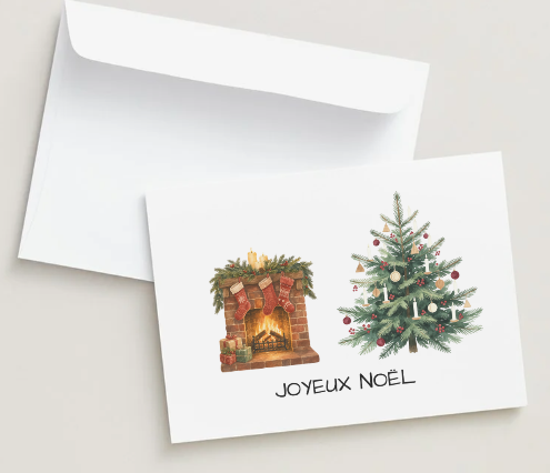 Fireplace Christmas Tree Holiday - Holiday Wishes Greeting Card 🎄 | Envelope Included