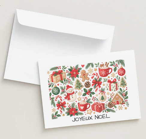 Poinsettia Gifts Spirit Holiday - Holiday Wishes Greeting Card 🎄 | Envelope Included