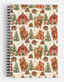 Highland Cow Holiday - A5 Size Lined Notebook – 80 Pages | Minimal Everyday Writing Journal