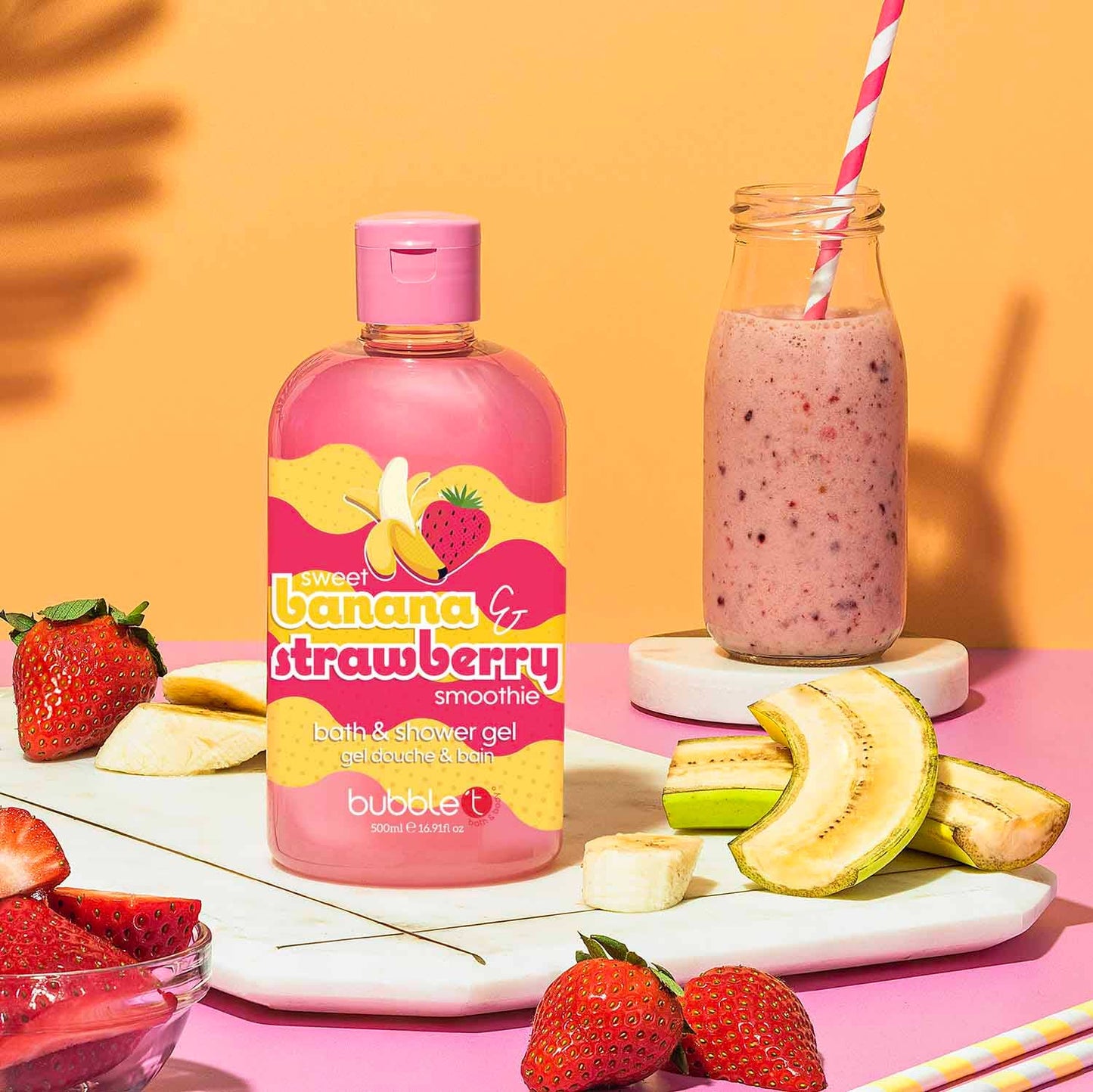 Nettoyant pour le corps smoothie banane et fraise (500 ml)
