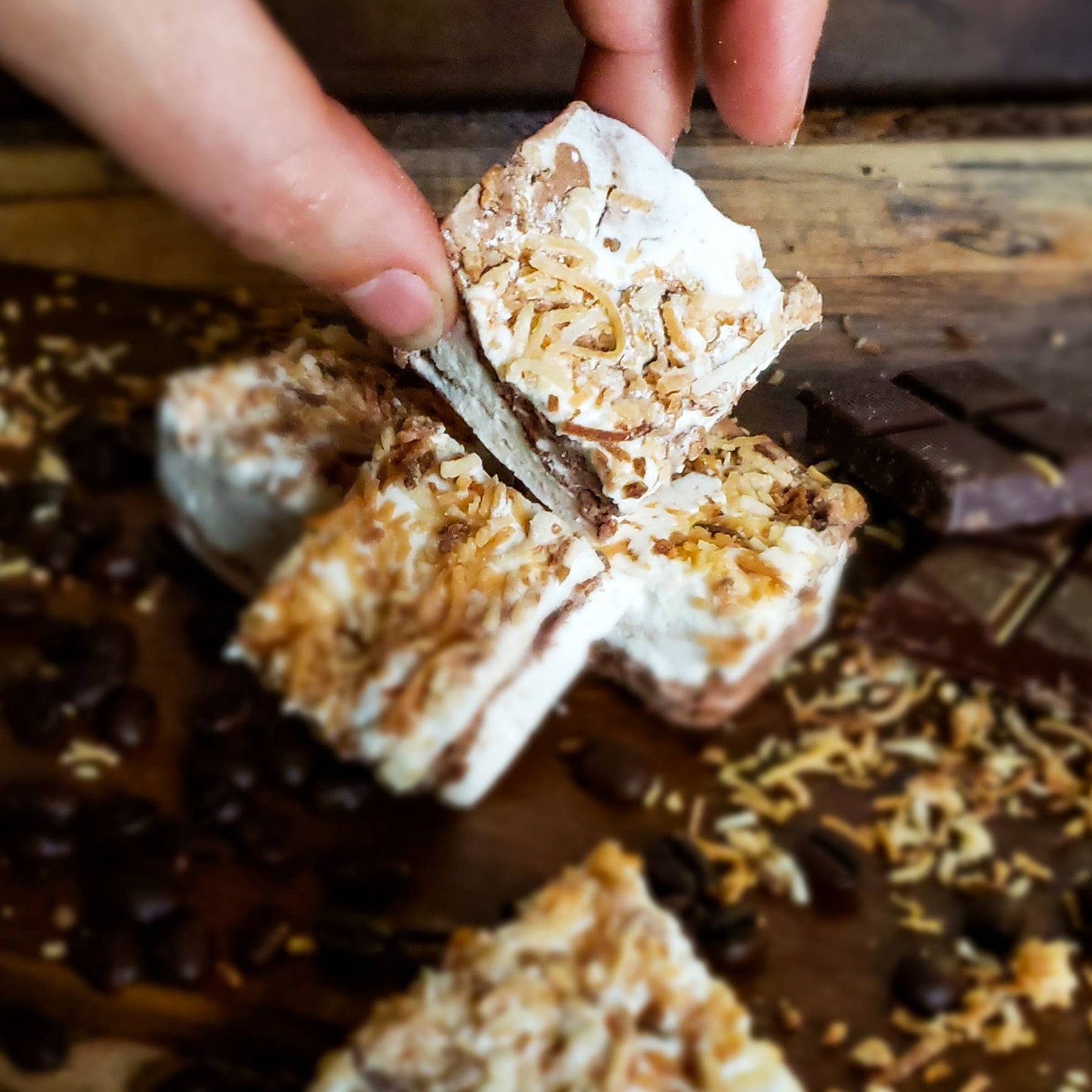 Guimauves au moka et noix de coco grillée