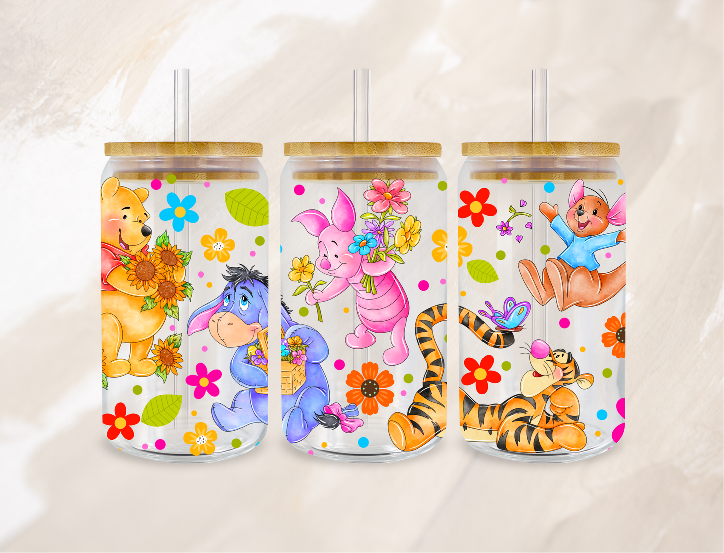 UVDTF Cup 16Oz - Pooh Mix Floral