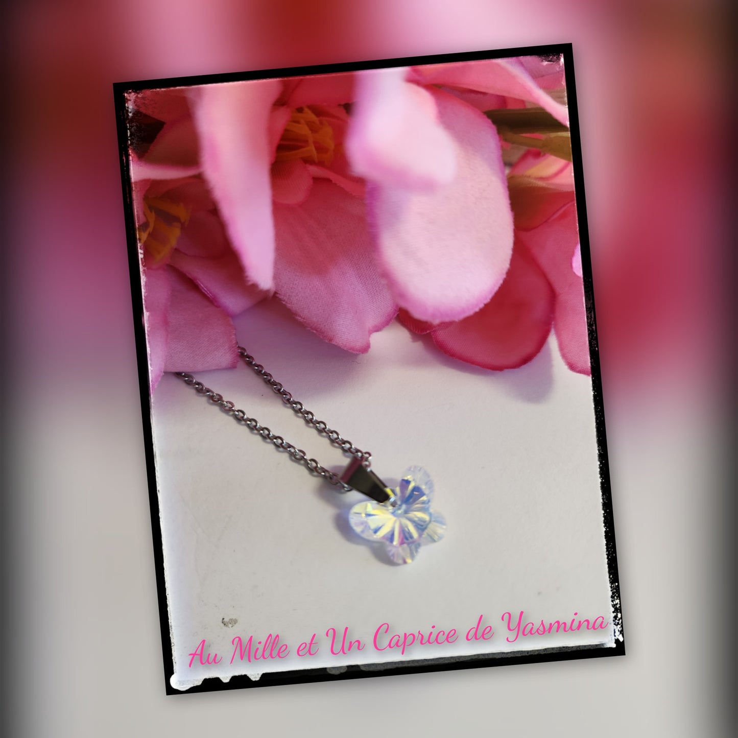White butterfly - Delicate Minimal Necklace – Stainless steel – Timeless Gift