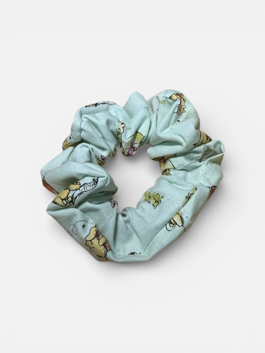 Yellow Bear Blue cozy  Scrunchie– Cotton Fabric – Soft & Lovey 🎀 - Chouchou