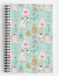 Christmas Tree Blue Pink - A5 Size Lined Notebook – 80 Pages | Minimal Everyday Writing Journal