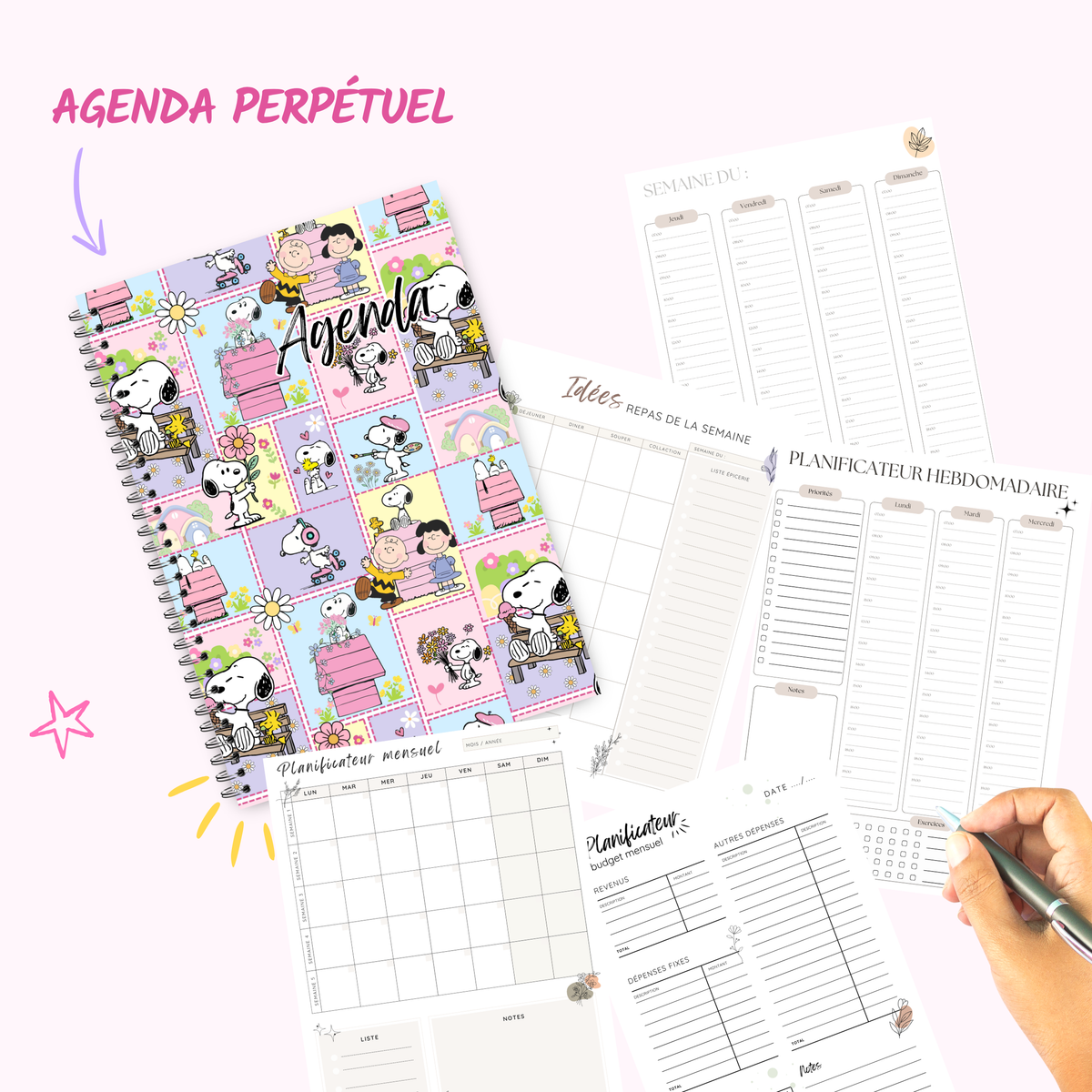 Dark - White Dog Flowers- Agenda / Planner 2027 - undated