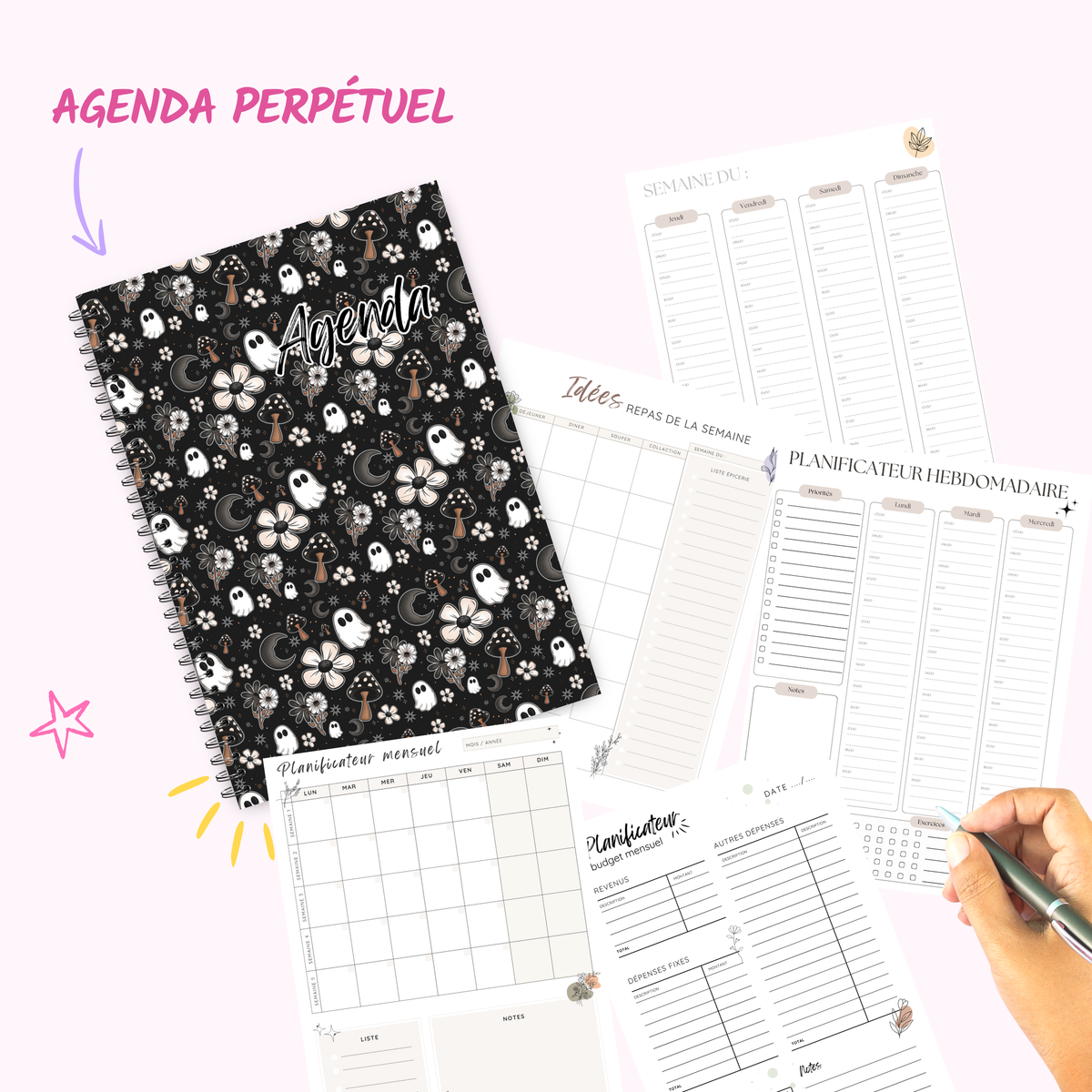 Black Flower Ghostie - Agenda / Planner 2027 - undated
