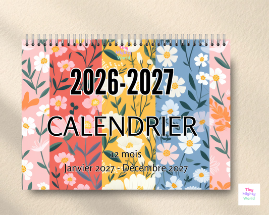 2027 Monthly Wall Calendar - Mix Flower | Cute & Functional Family Planner