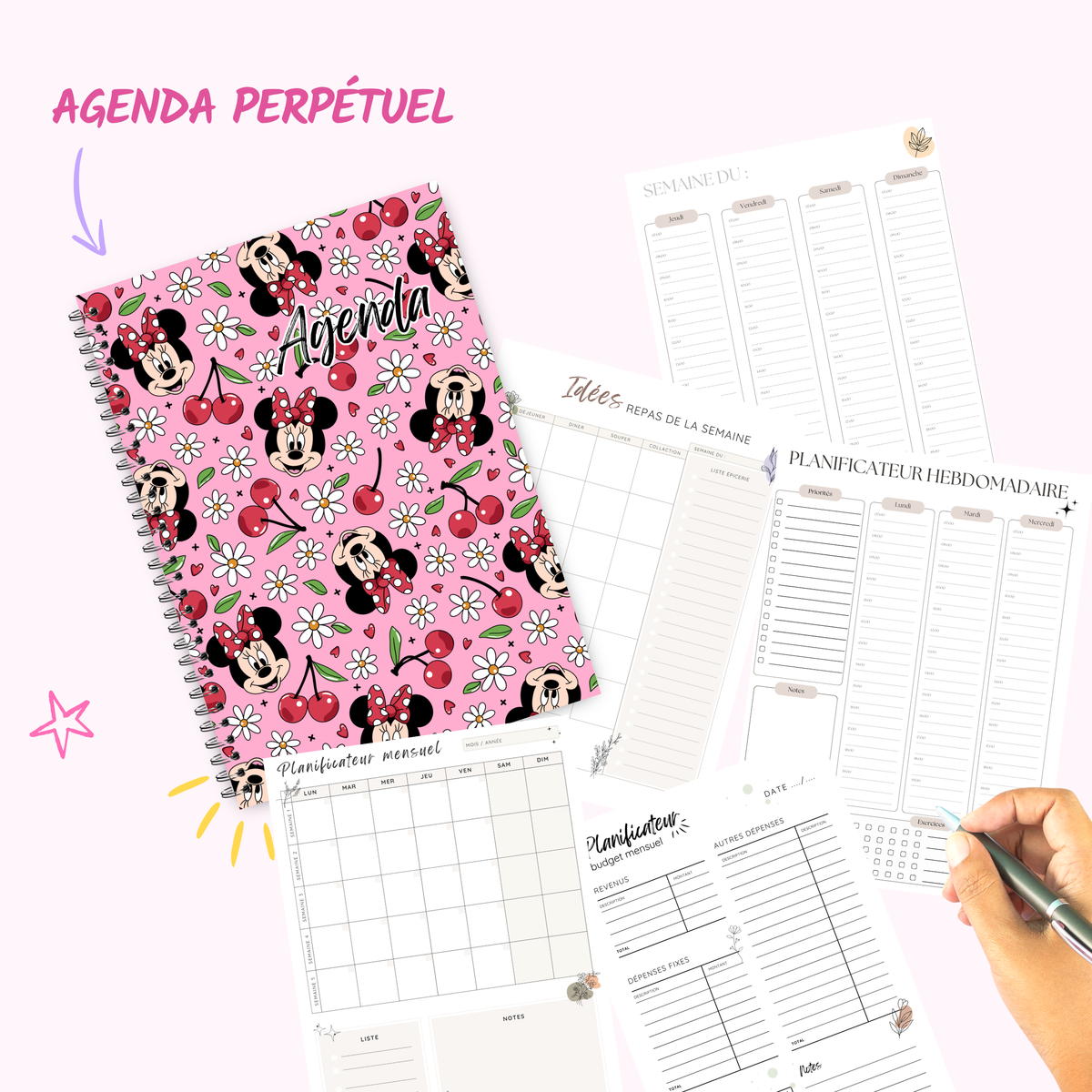 Cherry Flower Mouse Girl - Agenda / Planner 2027 - undated