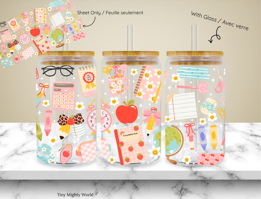 UV DTF Decal or Glass Cup – 16oz Cup or Transfer Sheet Option - Teacher's Appreciation Collection 2026