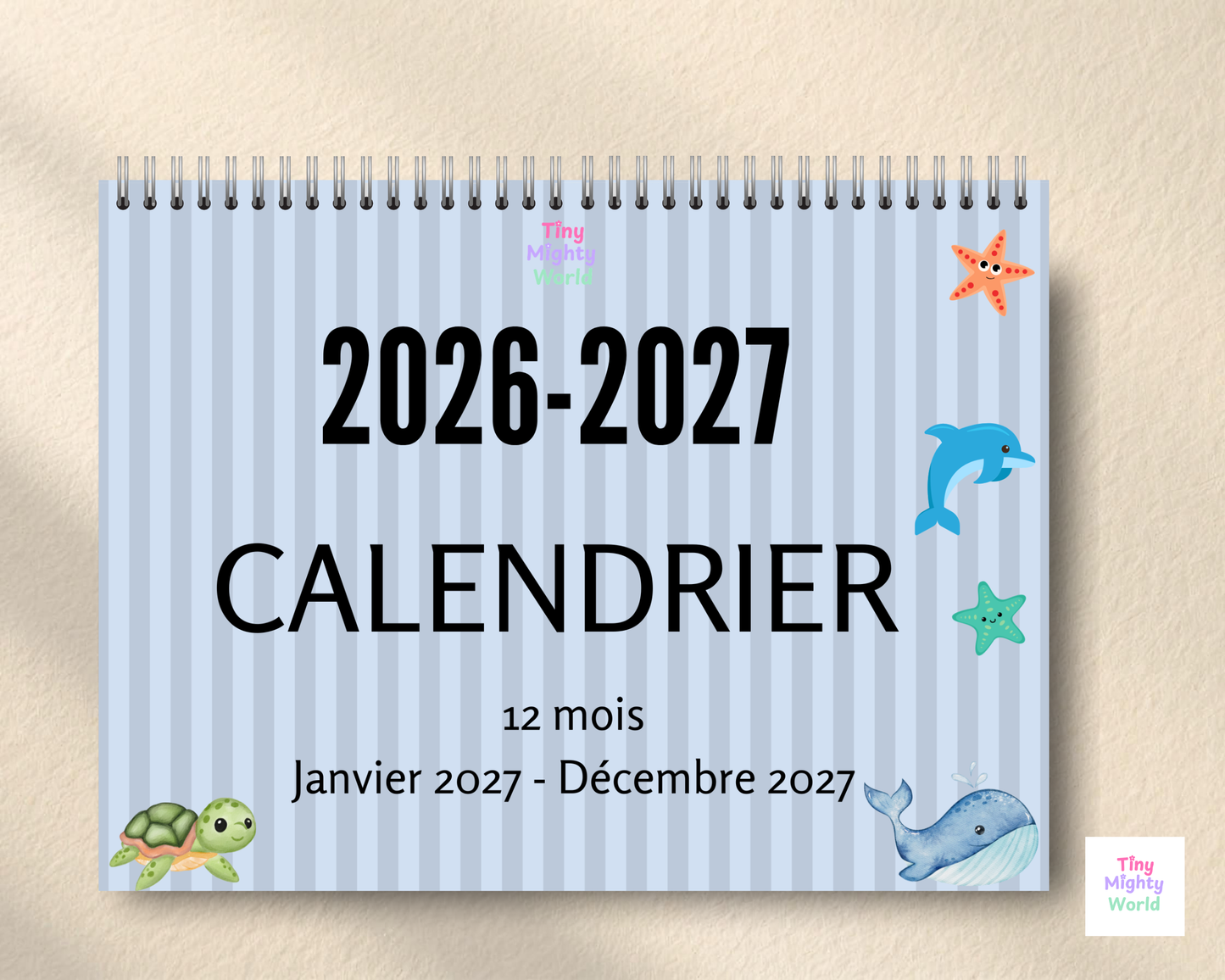 2027 Monthly Wall Calendar - Sea Animal | Cute & Functional Family Planner